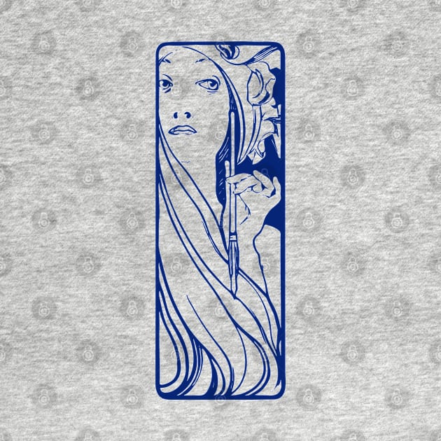 Alphonse Mucha "the muse of art" (blue) by la chataigne qui vole ⭐⭐⭐⭐⭐